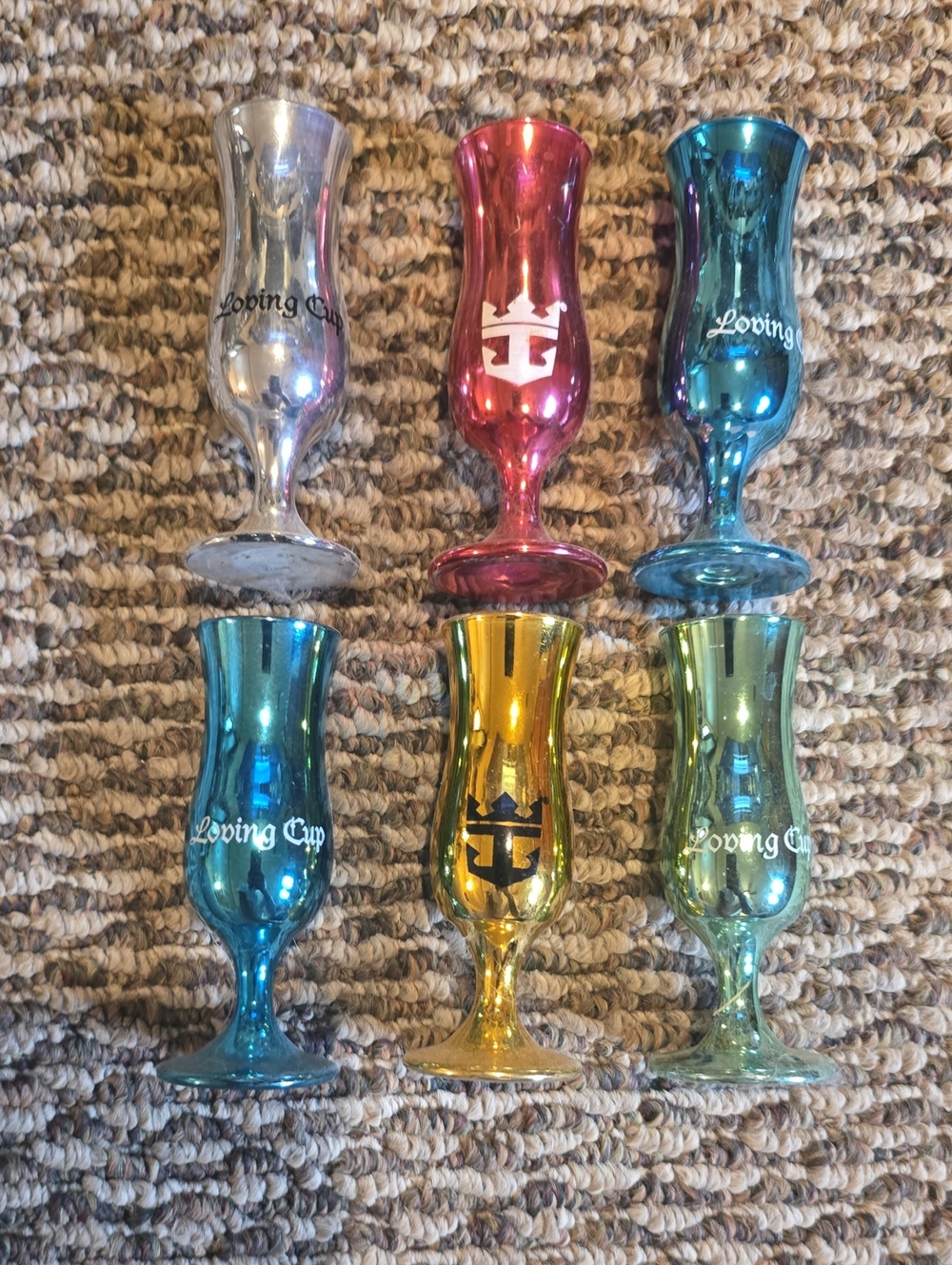 Set of 6 Metallic Loving Cup Goblets - Multicolor